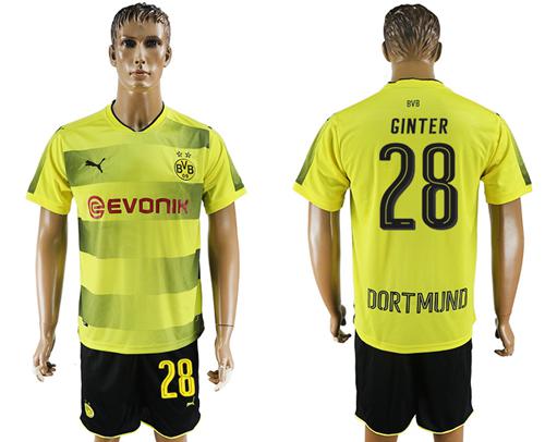 Dortmund #28 Ginter Home Soccer Club Jersey - Click Image to Close